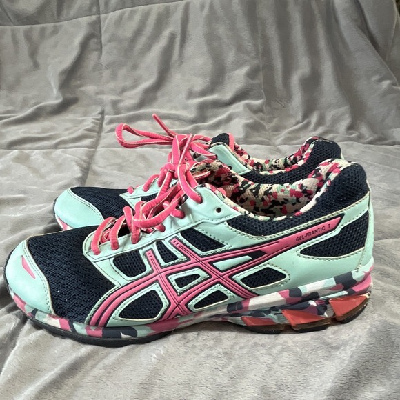 ASICS GEL-FRANTIC 7 T3A6Q‎ Black Mint Pink Camouflage Low Top Sneakers Size 8 main image 10